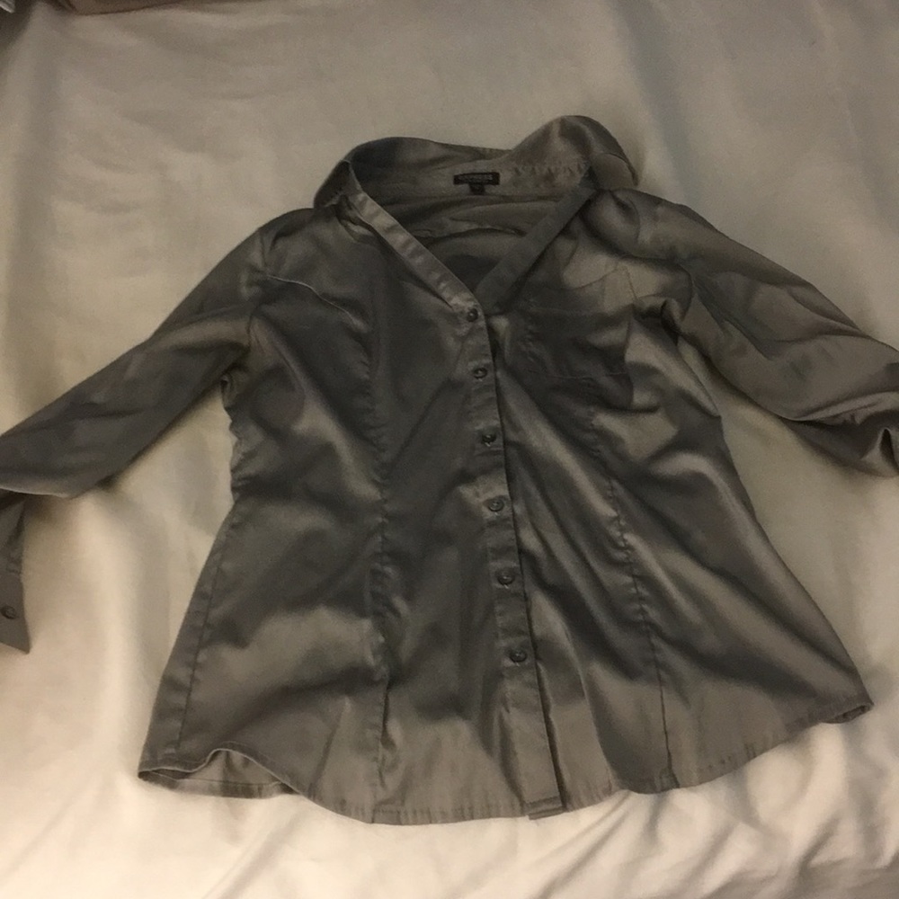 Gray button down